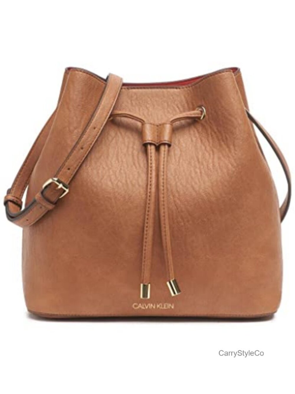 Faux Leather Bucket Shoulder Bag Convertible Crossbody Drawstring